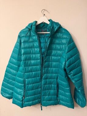 St. John's Bay Teal Quilted Hooded Packable Puffer Jacket - Women
